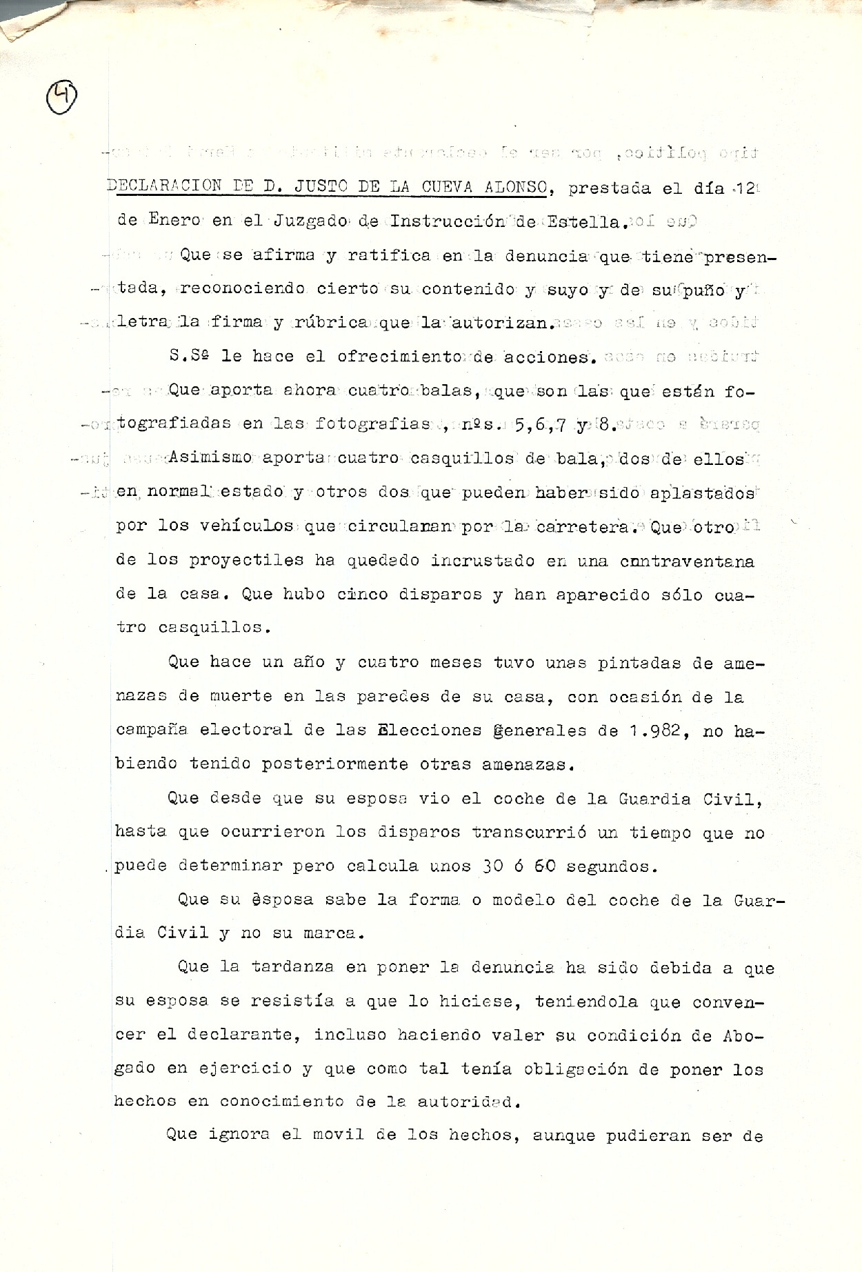 Declaración de Justo de la Cueva