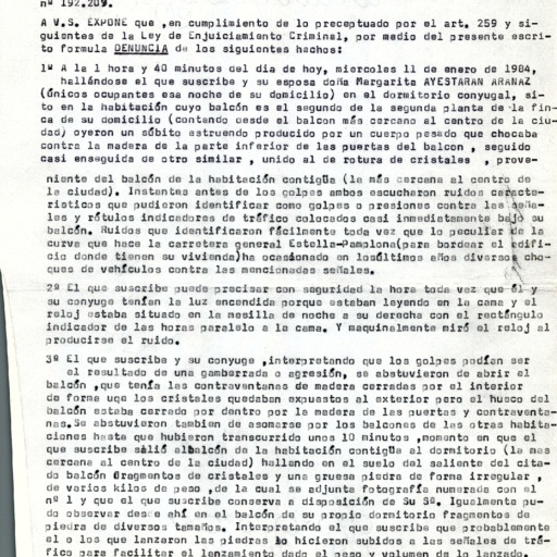 Denuncia de Justo de la Cueva